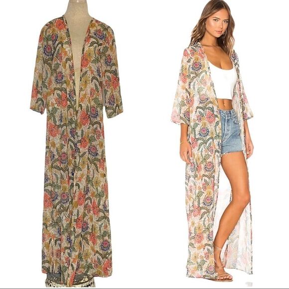 Floral Print Kimono Duster Show Me Your MuMu Bloomtastic Karmyn Cape Size Small - Picture 3 of 11